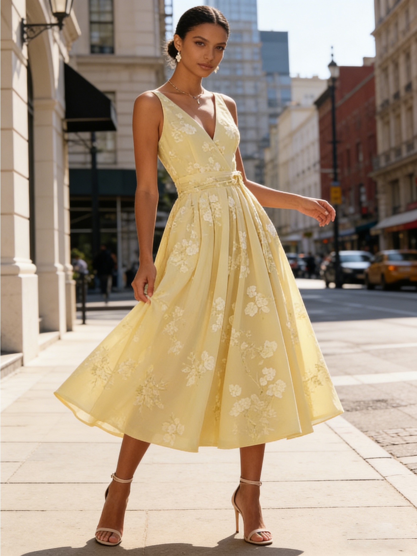 brown embroidered rose dress temu Vienna Racerback Dress – BY JOHNNY main image 0
