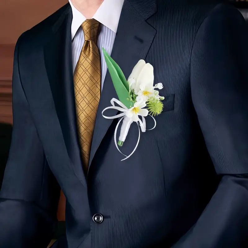 set 2pcs wedding corsage boutonniere tulip calla lily lapel - Temu set 2pcs wedding corsage boutonniere tulip calla lily lapel - Temu