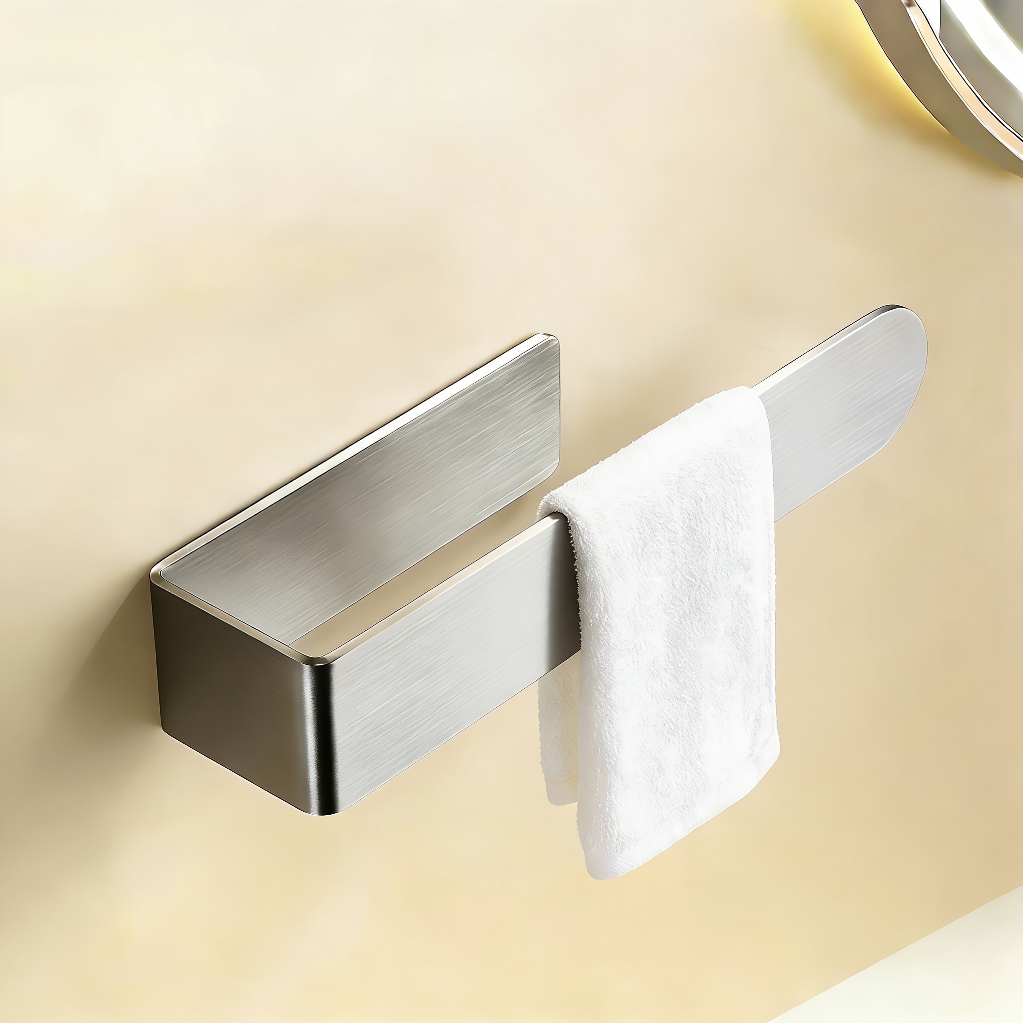 TEMU Modern Wall-mounted Towel Rack - (no Drilling Required), Self-adhesive Bathroom Organizer, Ideal For Stylish Storage, , Suitable For Bathroom