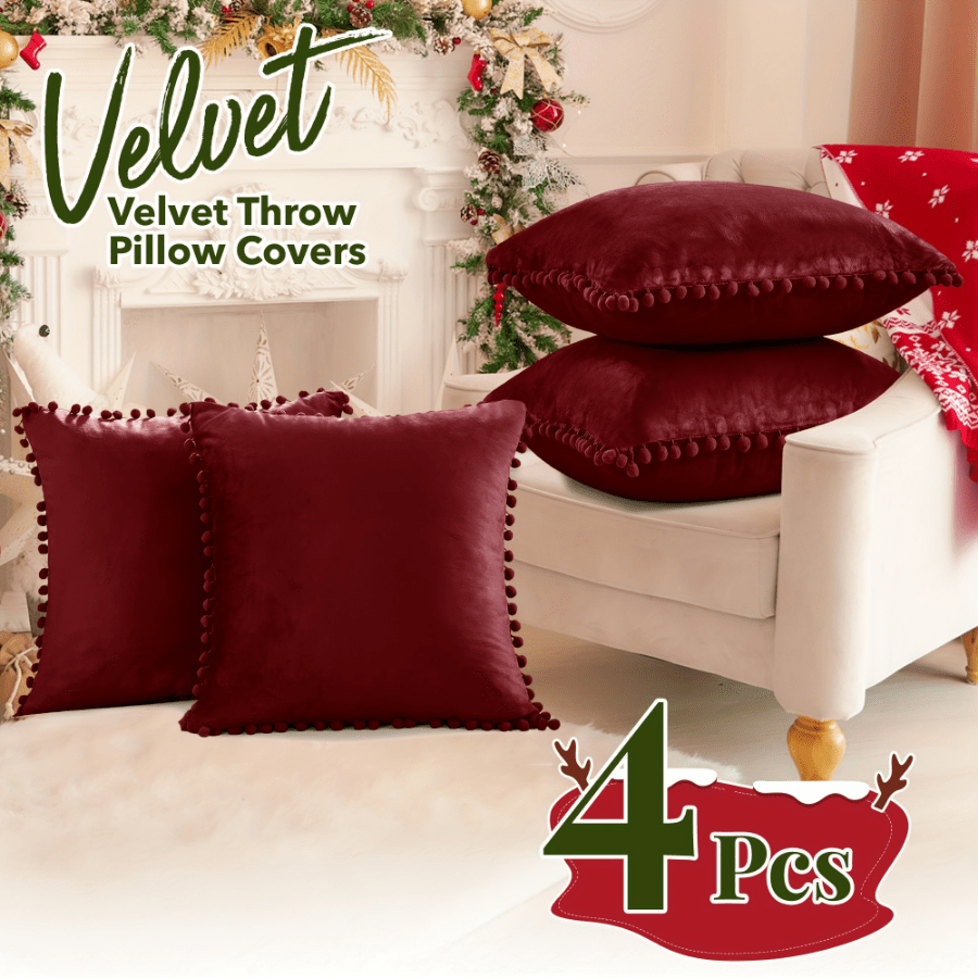TEMU Juego de 4 fundas de almohada cuadradas de terciopelo de color liso con cremalleras ocultas, adecuadas para dormitorio, sofá, , y decoración de
