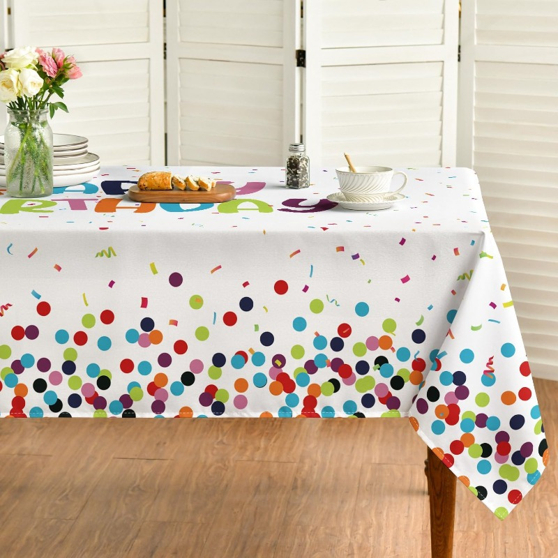 

1 White Tablecloth - 100% Polyester, Rectangular, Washable | For Party, Dinner, Picnic & Birthday Decorations, Birthday Party Decorations