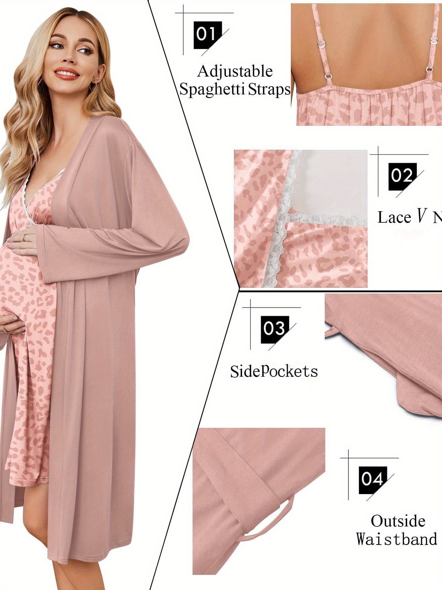 womens maternity nursing gown robe set labor delivery Temu