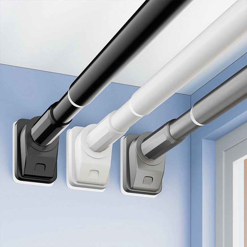 1pc adjustable metal shower curtain rod tension rod clothesline no drilling telescopic rod curtain rail suitable for installing curtains bathroom balcony kitchen and other home use