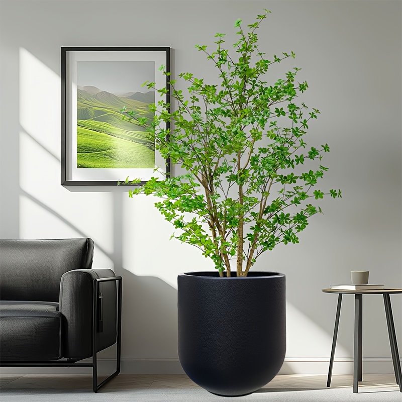 1 Nordic Modern Thickened Resin Large Flower Pot with Straight Round Design, All-Weather Lightweight and Durable Wine Glass Style, Smooth Surface with Drainage Hole, Suitable for Indoor/Outdoor Artificial Plants and Greenery | Perfect for Living Room