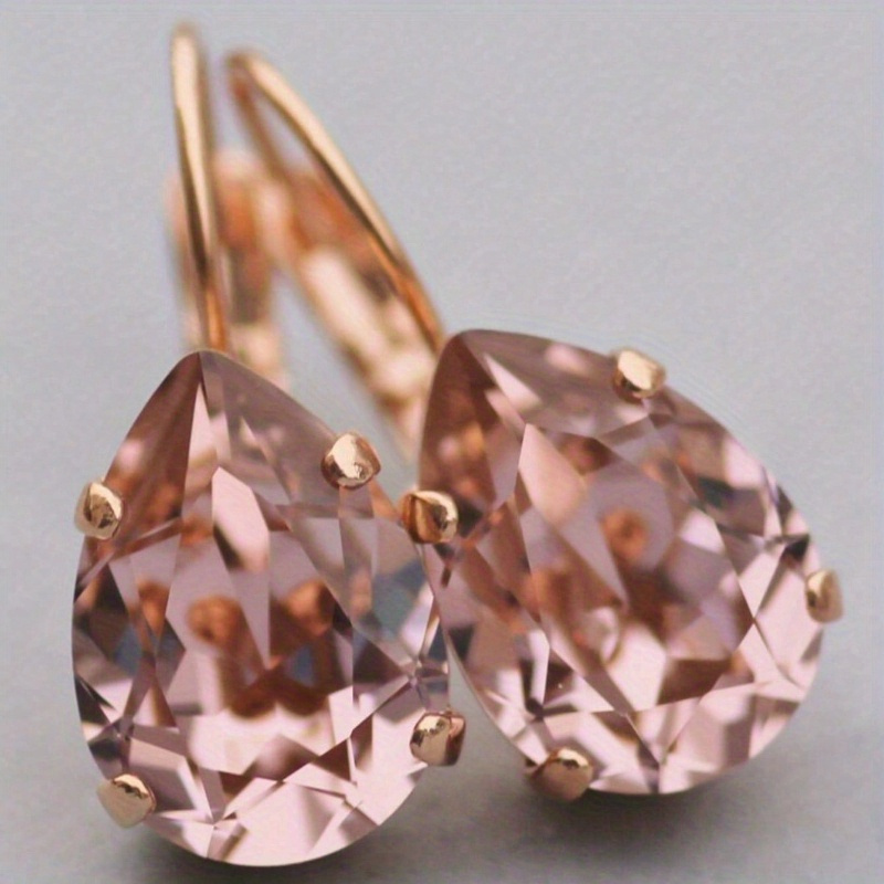 E-shop 1 Paar luxuriöse elegante tropfenförmige Ohrringe, glänzender Luxus-Stil-Schmuck für , Freizeit, Party, Hochzeit, Geschenk (ohne Schachtel)