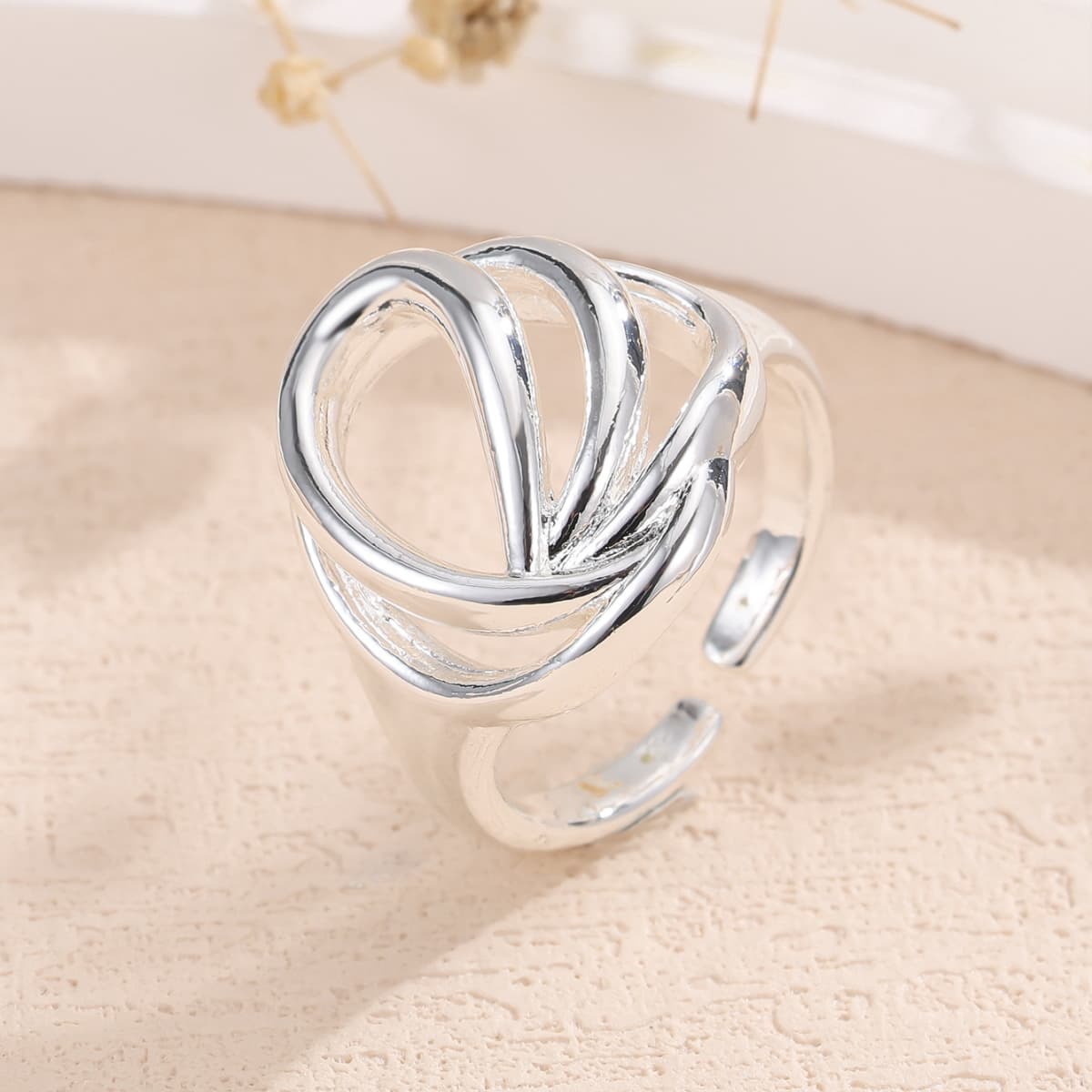 Unisex Copper Exquisitely Intertwined Adjustable Open Ring
