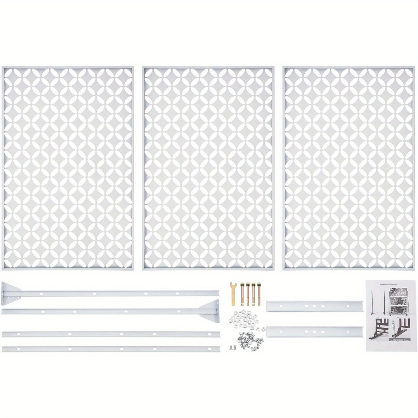 Standalone Decorative Privacy Screens for Outdoor And Indoor Use, Suitable for Patios, Decks, Balconies, Porches, Living Rooms, And Bedrooms (White-Coin)