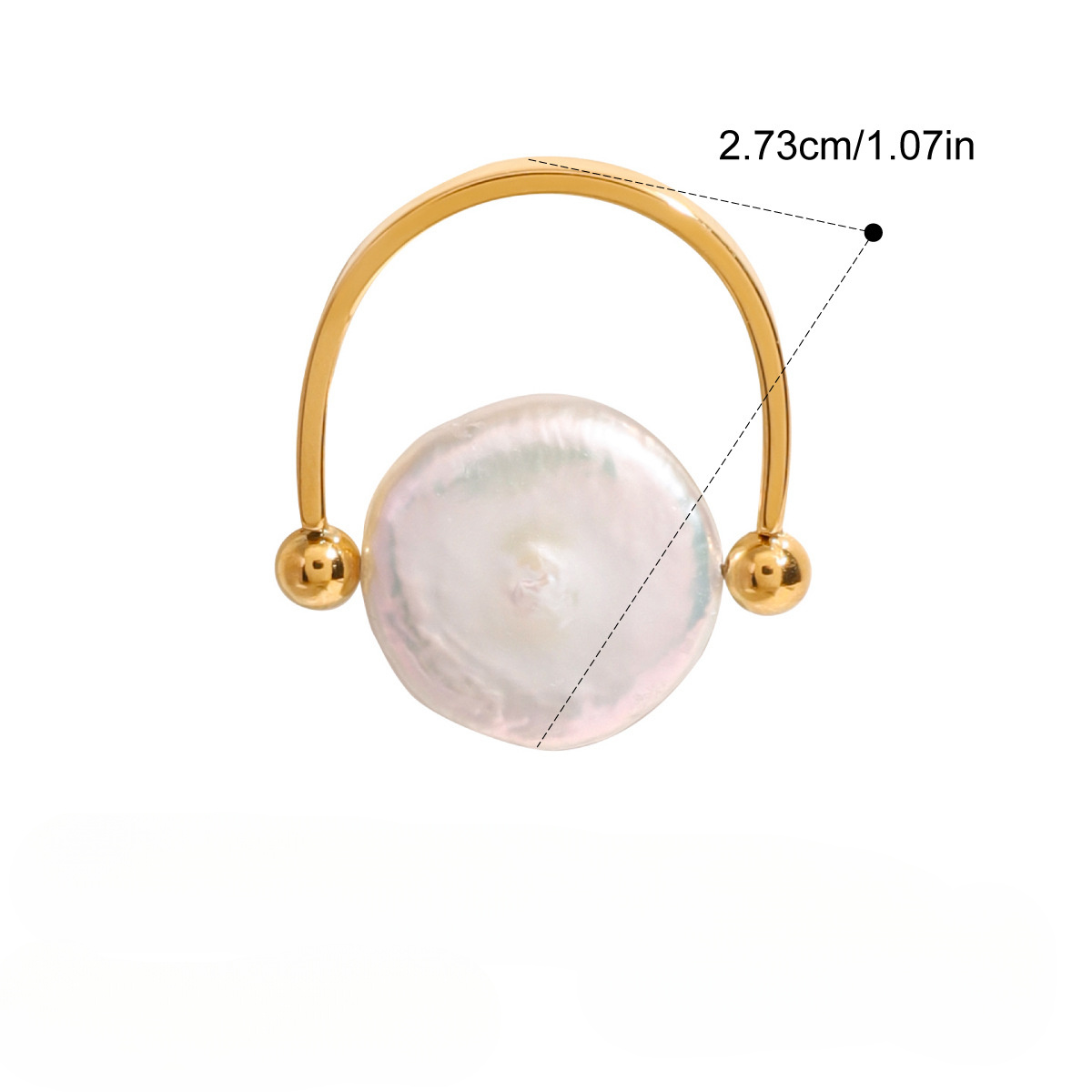TEMU 1pc A Smooth Button Freshwater Pearls Ring, Featuring A Light , , And A Unique Handmade Touch, Without Battery, For Teenager, For Teenager