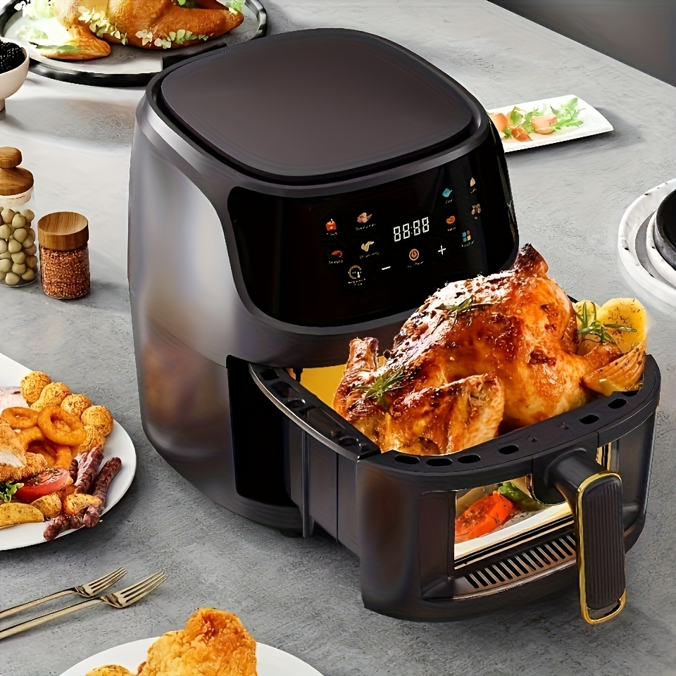 TEMU Friteuse à air 8L à écran tactile coloré de grande capacité - Multifonctionnelle, temps et température réglables, pratique pour une cuisine