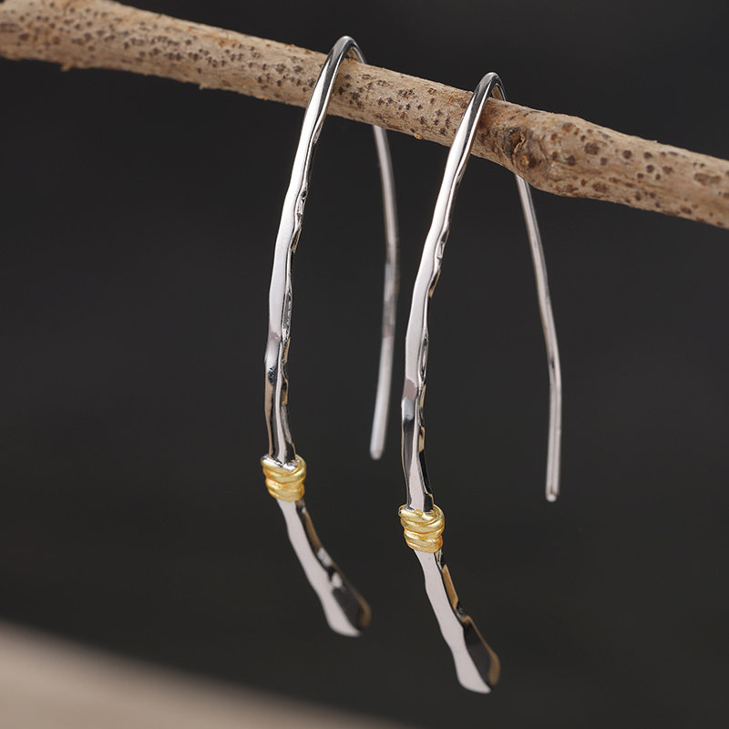 TEMU 1 Marca: ITSHAA Pendientes colgantes elegantes de barra martillada para mujer - Pendientes minimalistas retro de enhebrado con baño de K,