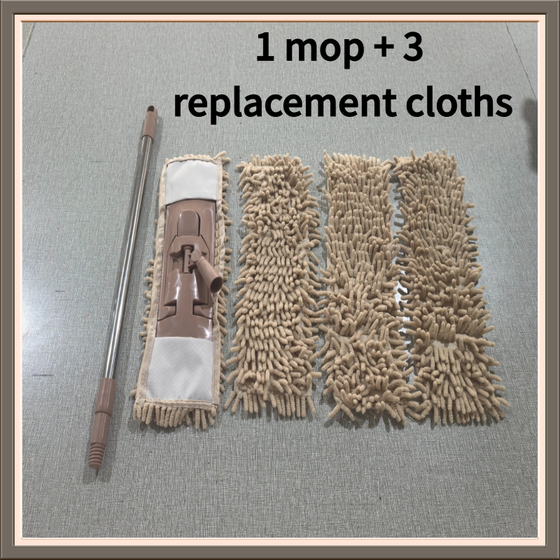 TEMU Juego de 4 piezas (Una fregona y tres almohadillas de repuesto de terciopelo), fregona de , utilizada para limpiar pisos de madera, pisos de