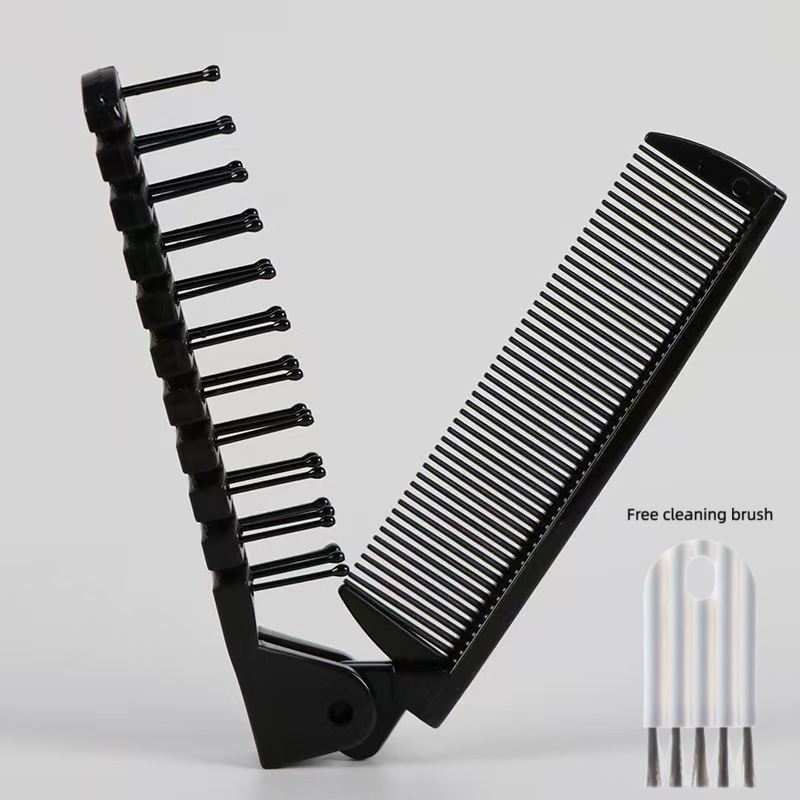 2pcs Set, 1 Folding Comb + Free Cleaning Brush, Portable And Compact Hair Comb For Use, Curling And Massage Comb