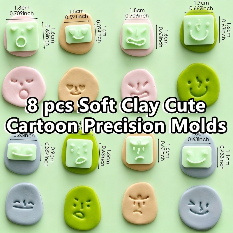 TEMU 8pcs Plastic Clay Stamp Cutting Molds - High-precision Molds With Stamps Suitable For Earrings, Pendants, Charms, Resin Crafts, Clay Beads,
