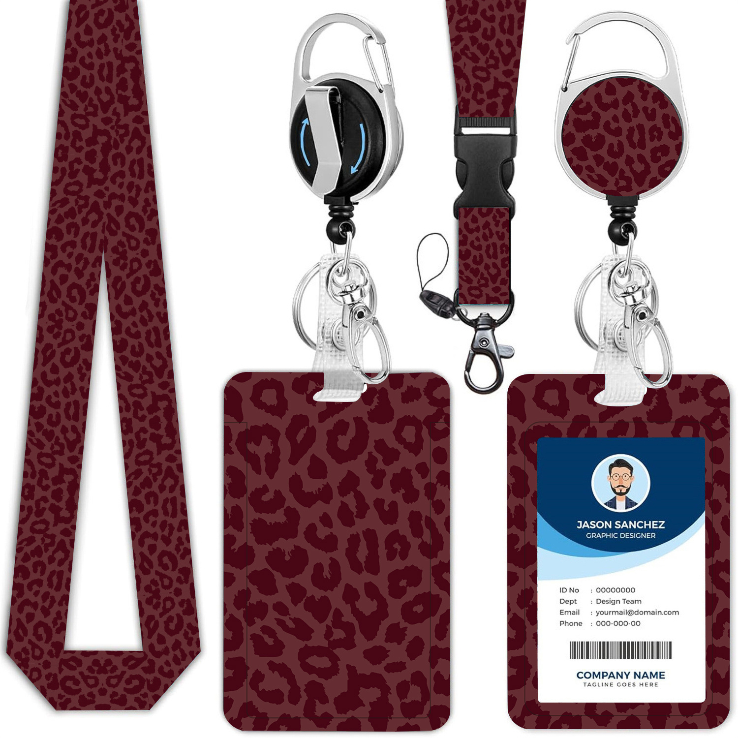 TEMU 2D Personalisiertes ID-Set mit Schlüsselband, inklusive einziehbarem Namensschildhalter, verstellbarem Clip und abnehmbarem Halsband, vertikales