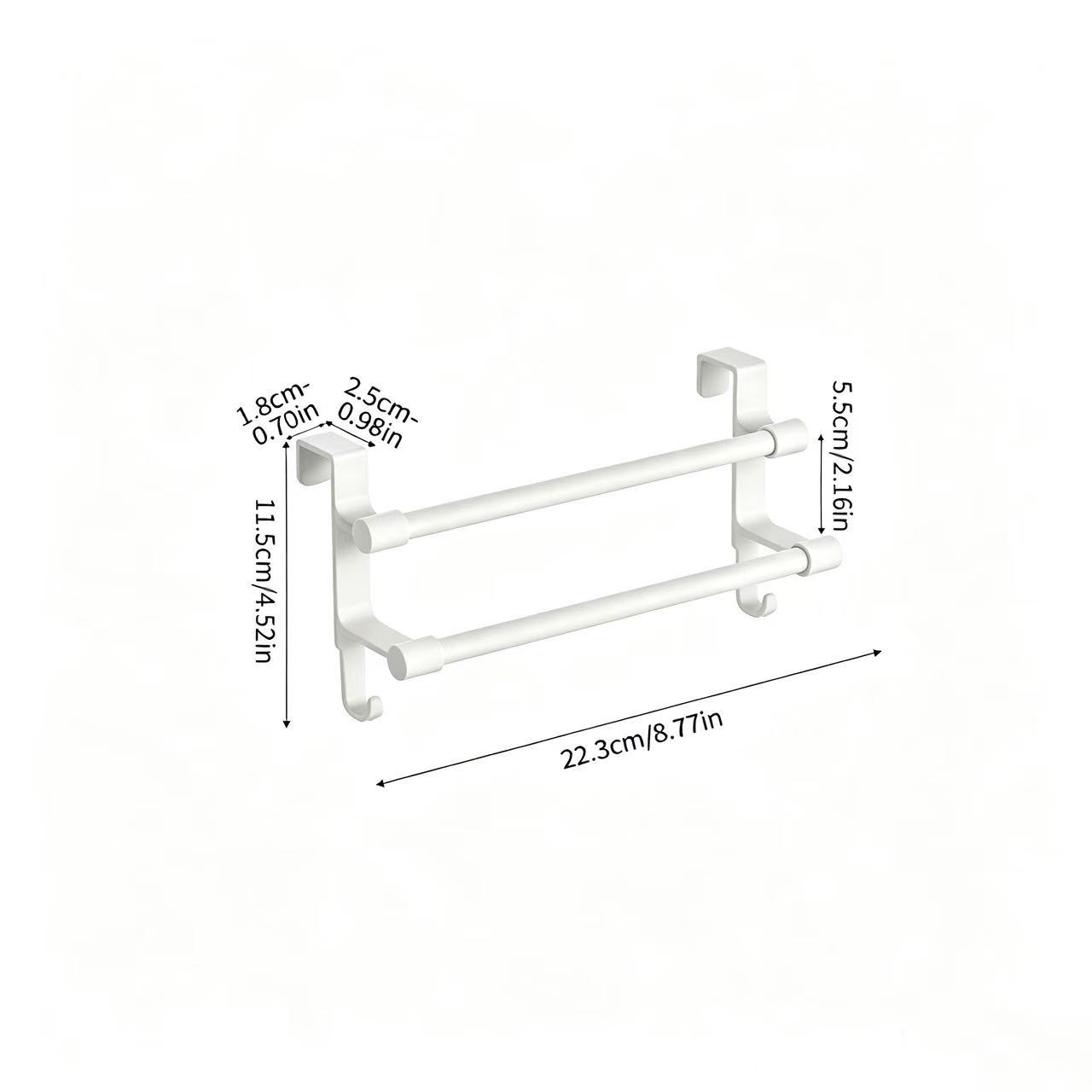 TEMU 1pc Over-cabinet Door Towel Rack, Stainless Steel Towel Holder With Side Hooks, No-drill Hanging Kitchen Towel Bar, For Cabinet Door, Organize