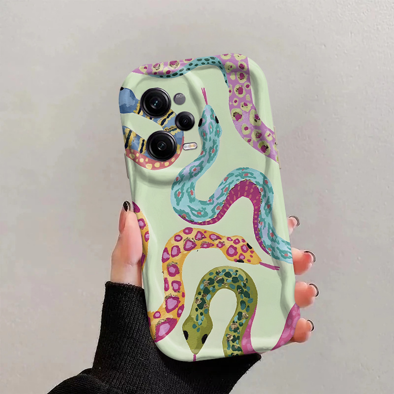 TEMU para Teléfono - Estilo Moderno Serpiente Colorida Estética Color Sólido Ondulado para Redmi 8/9/10/11/12/13/14 A&C&T&T Pro, para Redmi