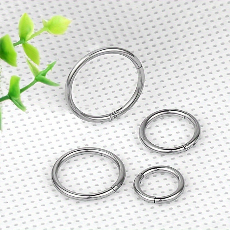 TEMU 4pcs Stainless Steel, Hypoallergenic, Unisex Body Piercing Rings Suitable For Nose Rings, Earrings, Lip Rings, And Nose Septum Rings Nose Ring -