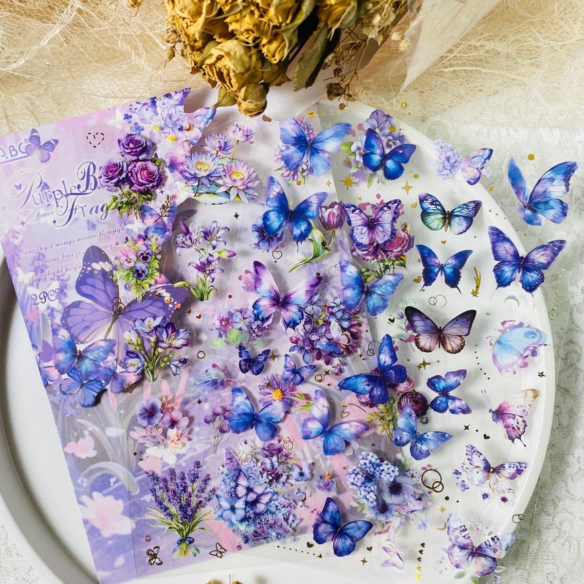 TEMU 2sheets Flowers Decoration Stickers Pet Material Collage Adhesive Backing For Scrapbooking Junk Journal Account Stickers Holiday Decorations