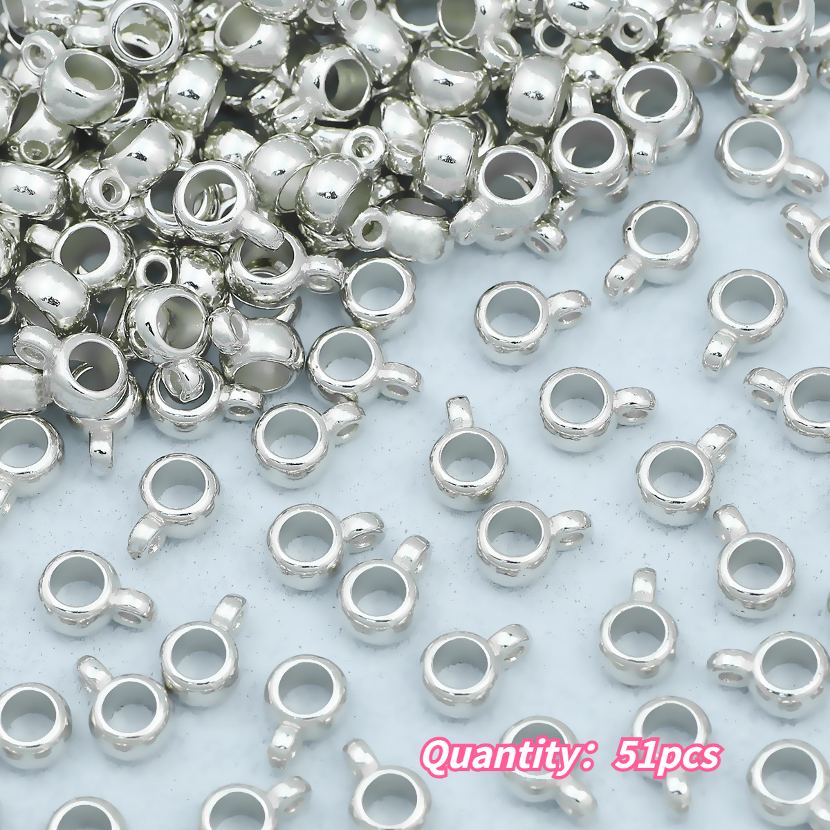 TEMU 6/8mm Single Loop Large Hole Bead Pendants, 50pcs, Fashion Jewelry Findings, Additions For Necklaces, Friendship And Couple Bracelets, Bag