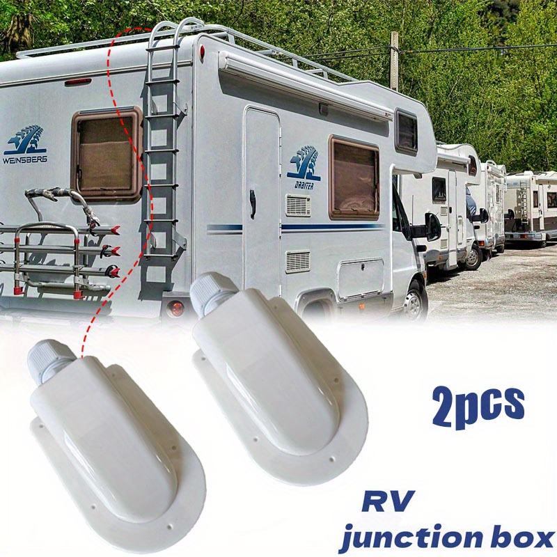 Two Pieces of White Junction Boxes with Single Hole Connector for RVs
