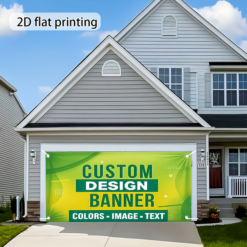 TEMU 2d Flat, [party Banner]1pcs, Custom 1pc Garage Banner With Eyelets - Add Your Image, Text, Or Logo - Vivid Digital Printing - Suitable For