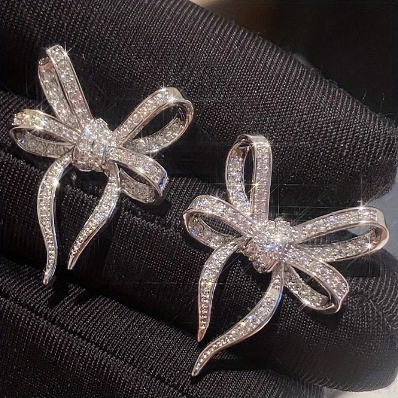 

2pcs Bow-shaped , 925 Rhinestones, Alloy , , For And