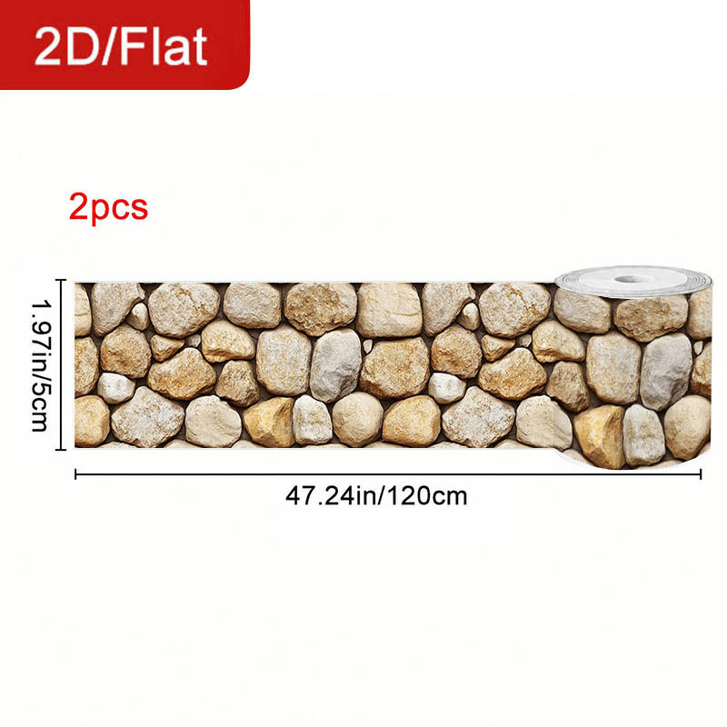 TEMU 2 Rollos de Cinta de Juntas Autoadhesiva Removible 2D/, de Piedra, Tema, de Arreglo de Piedra Redonda, Adhesivo de Juntas de , Tira Decorativa