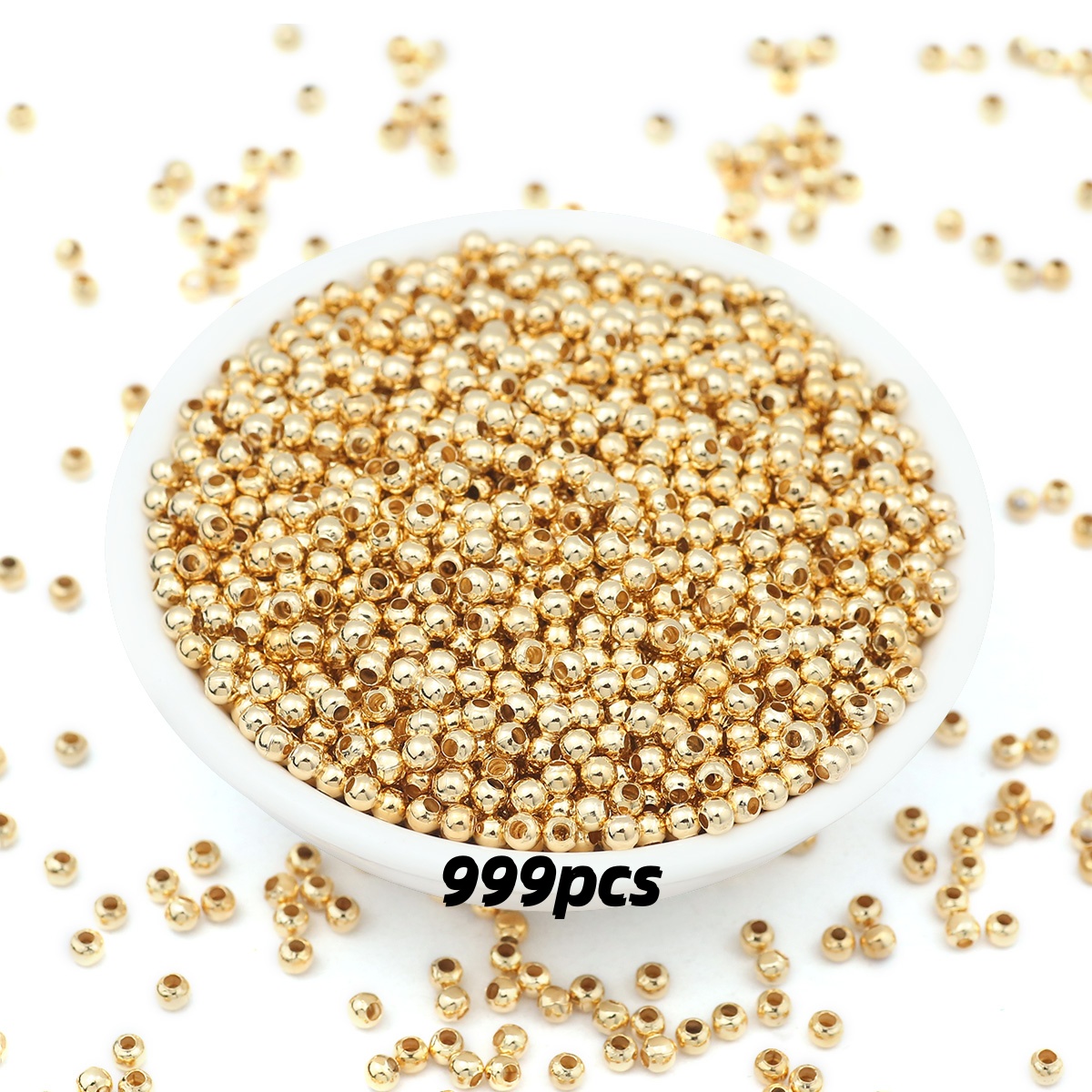TEMU Kcgolden Smooth High Quality Round Small Iron Beads 2/ 3/ 6mm 99/ 199/ 999pcs Decorative Beads Diy Loose Beads For Diy Door Curtain Tassels,