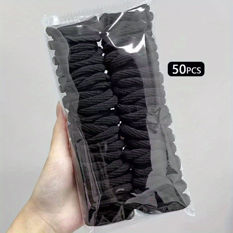 [Satin Hair Ties] 50pcs Black/Assorted Colors Satin Nylon Hair Ties, Women's Curly Hair Accessories, Headbands Hair Ties Scrunchies for Women and, Thanksgiving Christmas Gifts