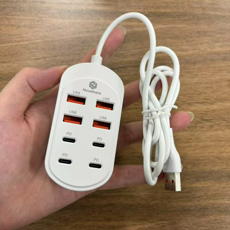 TEMU 1pc Novethera 100w Usb Charging , Portable Multiport Usb Charger With 4 Usb-a And 4 Usb-c Ports, Compact Fast Charging Power Station For Phones,