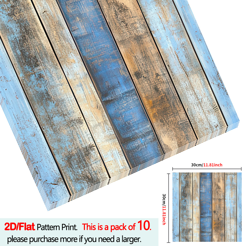 TEMU 10pcs Of 2d Flat Pvc Floor Tiles - Featuring Creative Geometric Texture Patterns, Measuring 11.81x11.81inch, Waterproof And Wear-resistant
