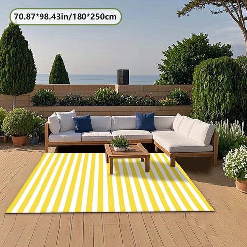 soft plush carpet with pointed plastic soft plush yellow and white vertical stripes classic vintage printed carpet 2d printing rug comfortable and versatile decorative soft carpet machine washable for courtyard terrace balcony
