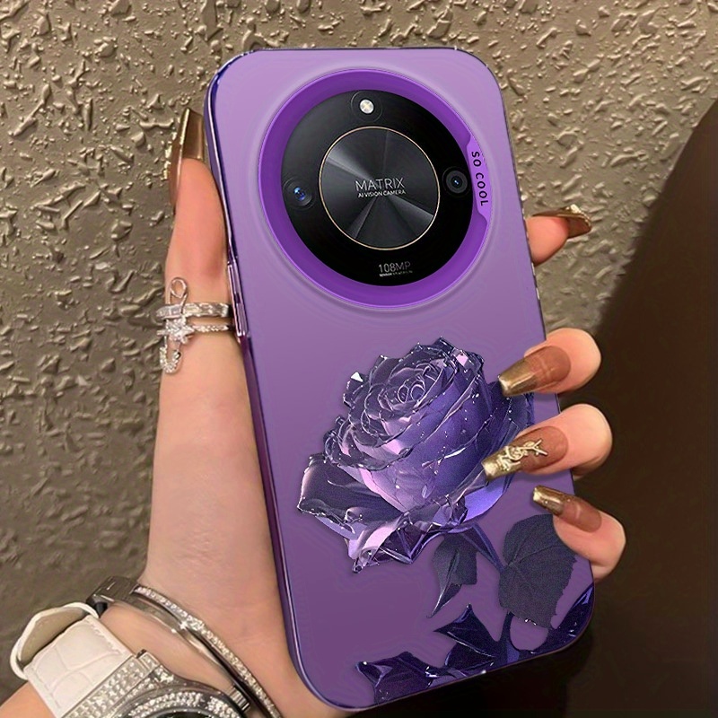TEMU Phone Case - Purple Rose Four-color Silver Scheme Silver Mobile Phone Case Matte Solid Color Suitable 70/80/90/100/200/300/magic 5 6 7