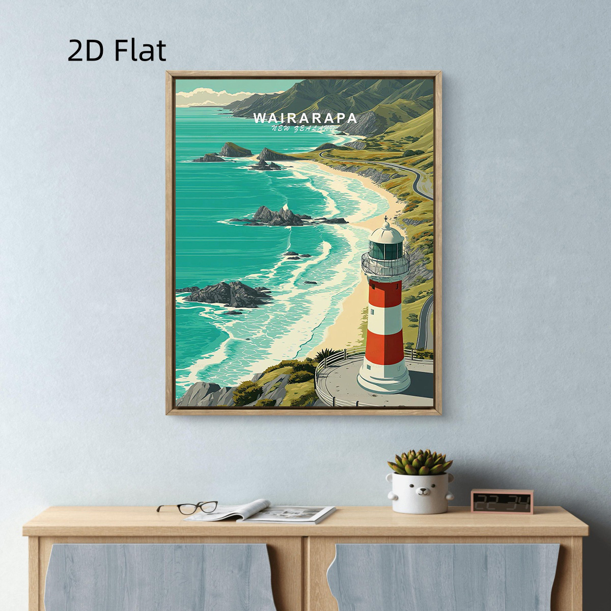 TEMU 2d Flat, New Zealand Wairarapa Travel Poster - Minimalist Vertical Wall Suitable For Decor, Wedding Gift, Suitable For New Zealand-themed Rooms,