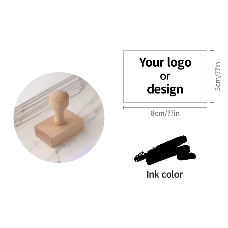 E-shop 5X8CM, Verschiedene Größen, 5 Zeilen Text, Benutzerdefinierter Holz-Logo-Stempel, Personalisierte Logos und Designs, Hellbraunes Holz,
