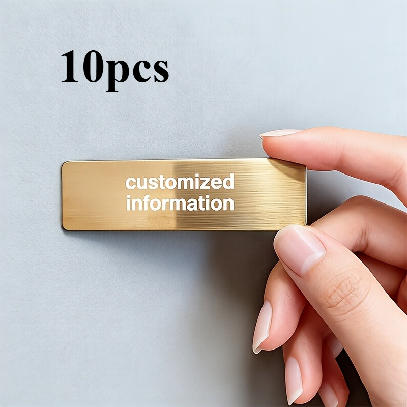 TEMU 10pcs Custom Personalized Nameplate, Metal Sign, Information Plate, Text Plate, Decorative Plate, Self-adhesive Metal Sign, Brushed Metal,
