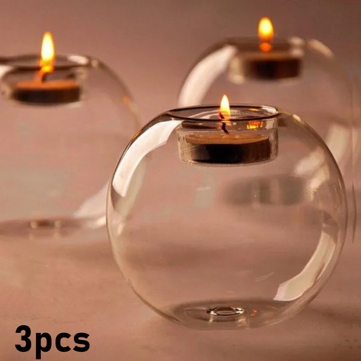 3pcs Elegant European Crystal Glass Candle Holders Set - 30cm Round, , Romantic Design For Weddings, Halloween, Christmas, Parties And Home Decor, Candle Holder Decor