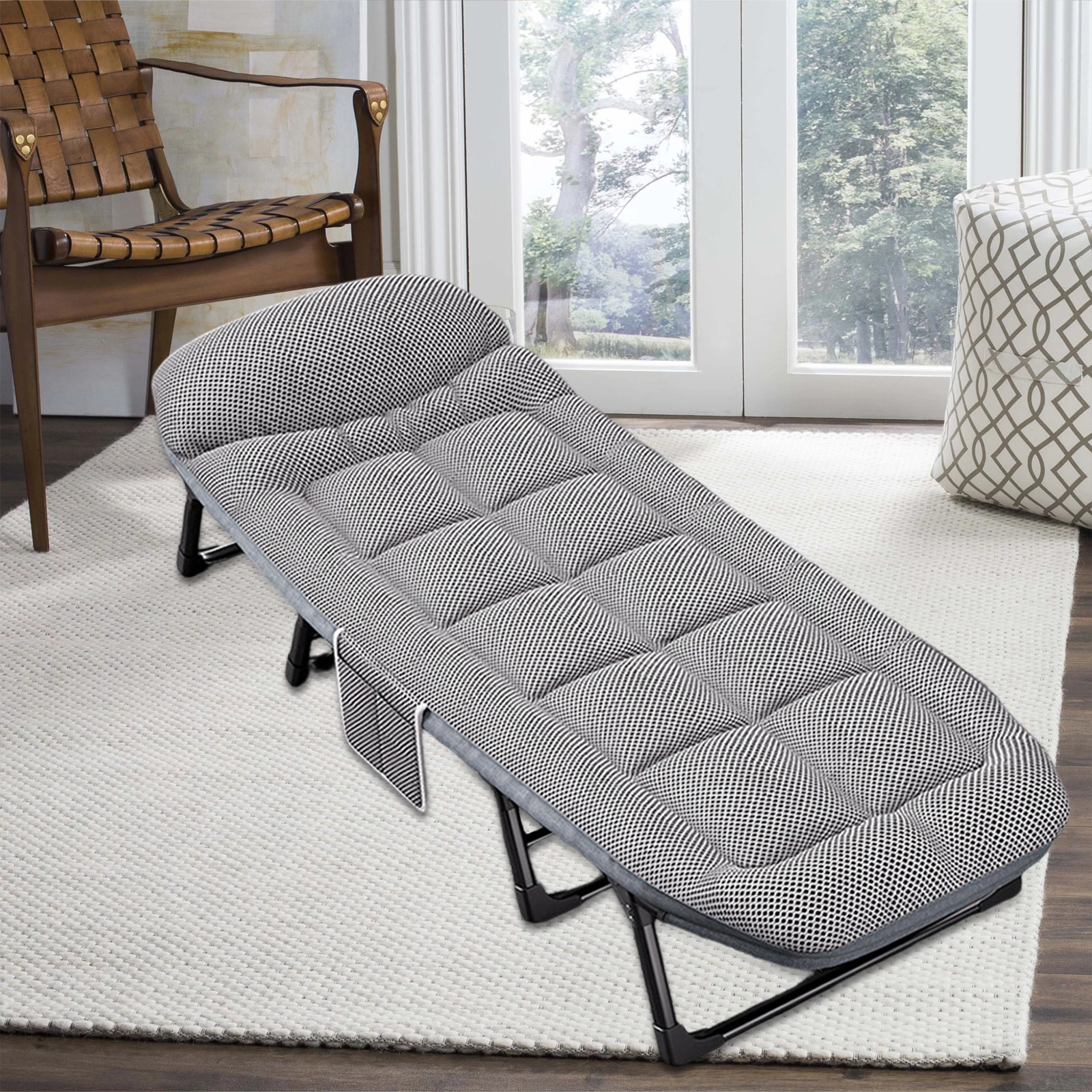 6-Position Adjustable Folding Camping Cot Lounge Chair