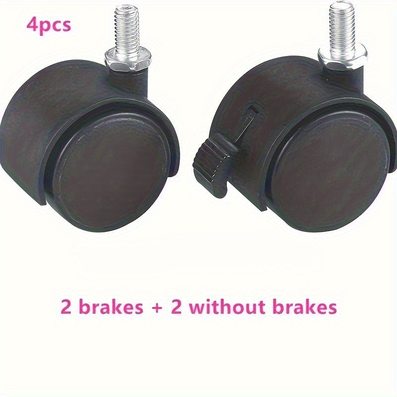 TEMU 4pcs Set Of 1.5-inch Rotating Rod Casters With 2 Locking Brake Metric Threaded Rod M8 Wheels, Suitable For Tables, Drawers, Plant Racks, Metal