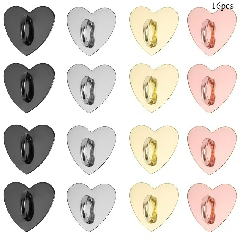 TEMU Lot de 16 supports à anneau pour téléphone portable, mignons crochets à breloques de cœur, anneau adhésif pour doigt, support à boucle collante