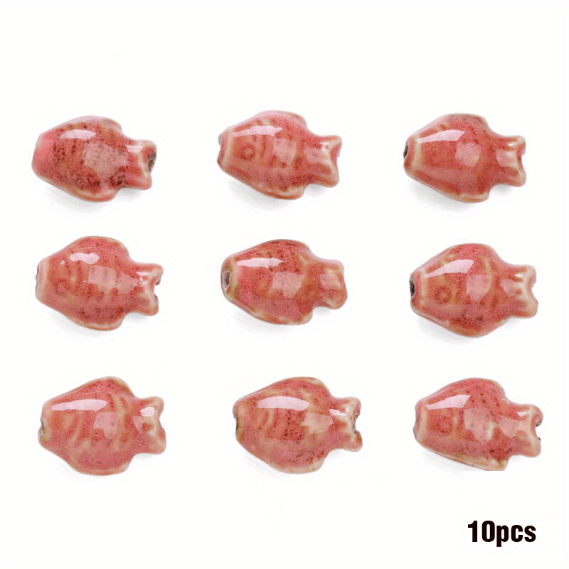 10pcs Handmade Ceramic Fish Beads for DIY Bracelets