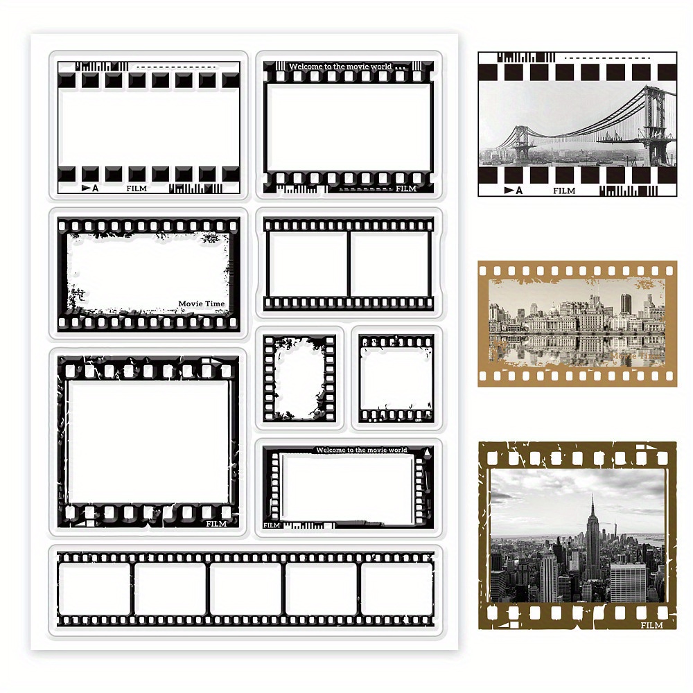 E-shop 1 Blatt Filmrahmen Klarstempel Filmecke Klarstempel für Kartenherstellung Scrapbooking Fotojournal Album Transparenter Stempel