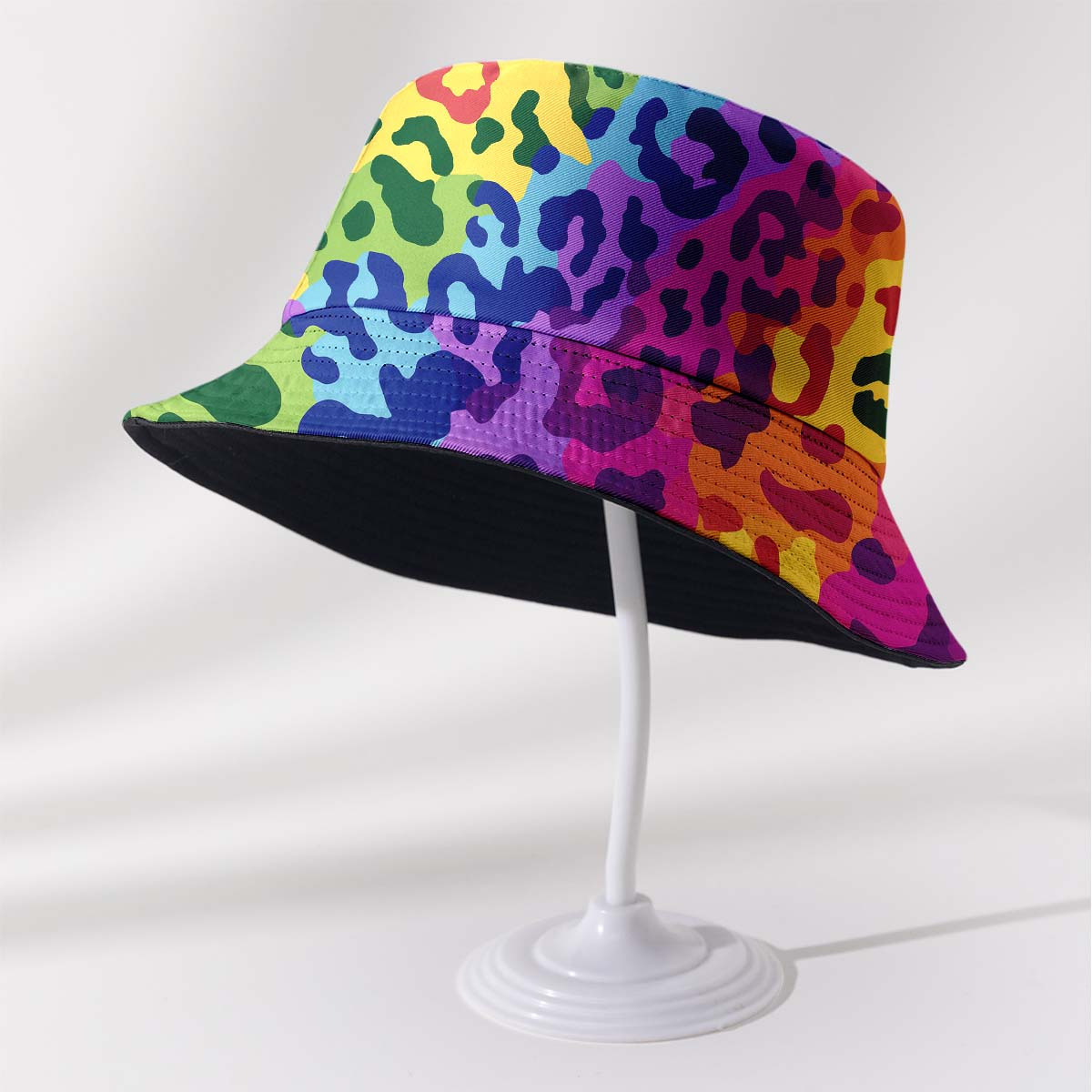 TEMU 1-pack Unisex Spring/summer Reversible Bucket Hat, Print Bucket Hat For Hiking, Leisure, Holidays, Gifts, Colorful, Leopard Print, Abstract,