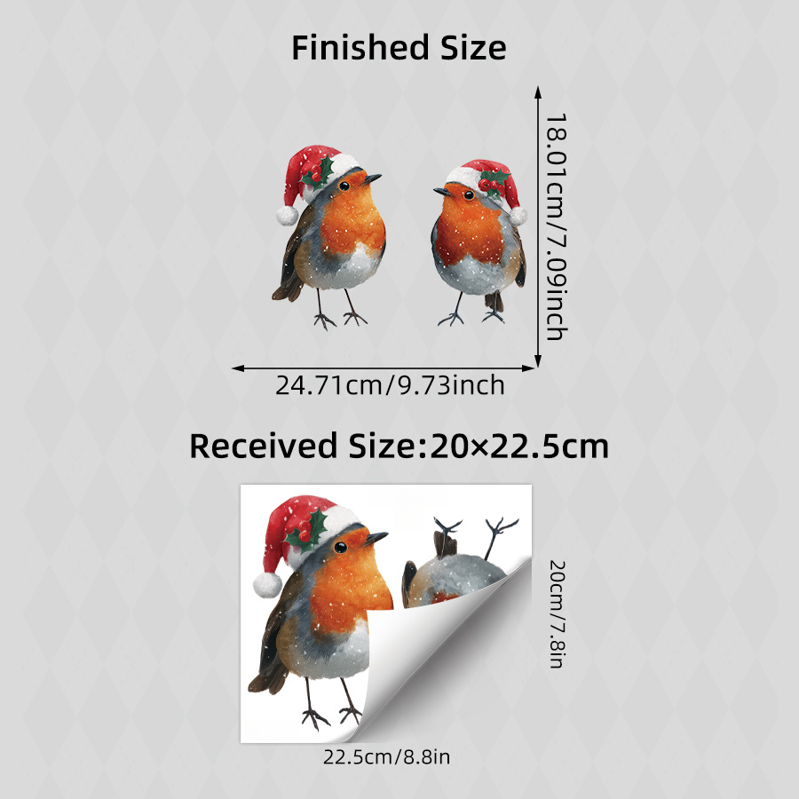 TEMU 1pc Cute Winter Bird Window Cling, Christmas Hat Bird Glass Decal, Glue-free Pvc Static Cling Sticker, Window Sill Corner Decoration, Suitable