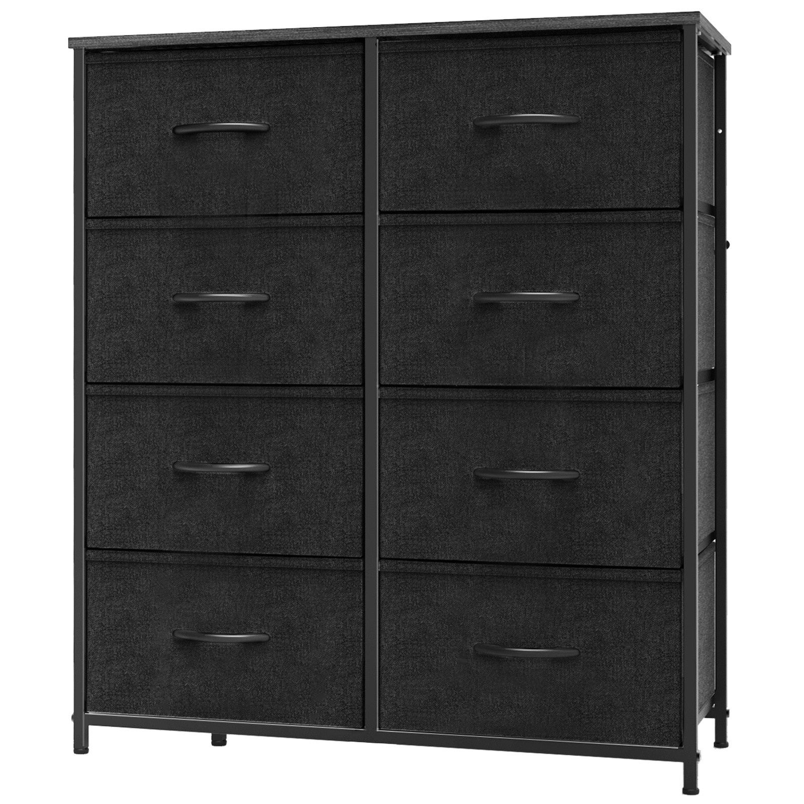 item picture 8-drawer Chest | Sturdy Steel Frame Support, Anti-dumping Design, Suitable for Bedroom, Cloakroom, Corridor, Black and Gray, Oak Finish, Assembly Required, ≥3.2 Cubic Feet Storage Capacity