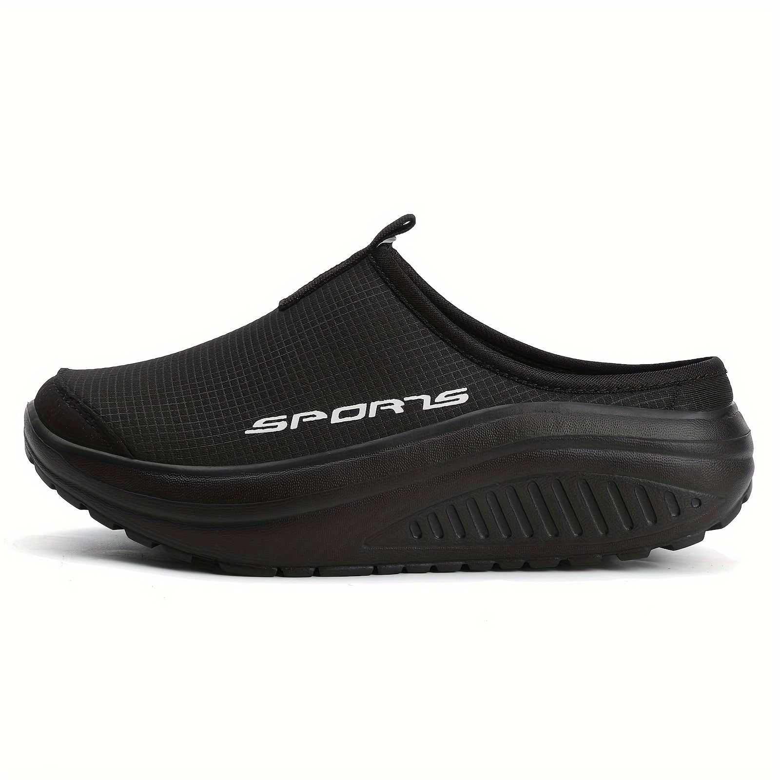 Image of Women's Breathable Mesh Closed-toe Mule Slippers | Lightweight Non-slip Md Sole & Eva Insole, Casual Shoes For Outdoor Walking, Black