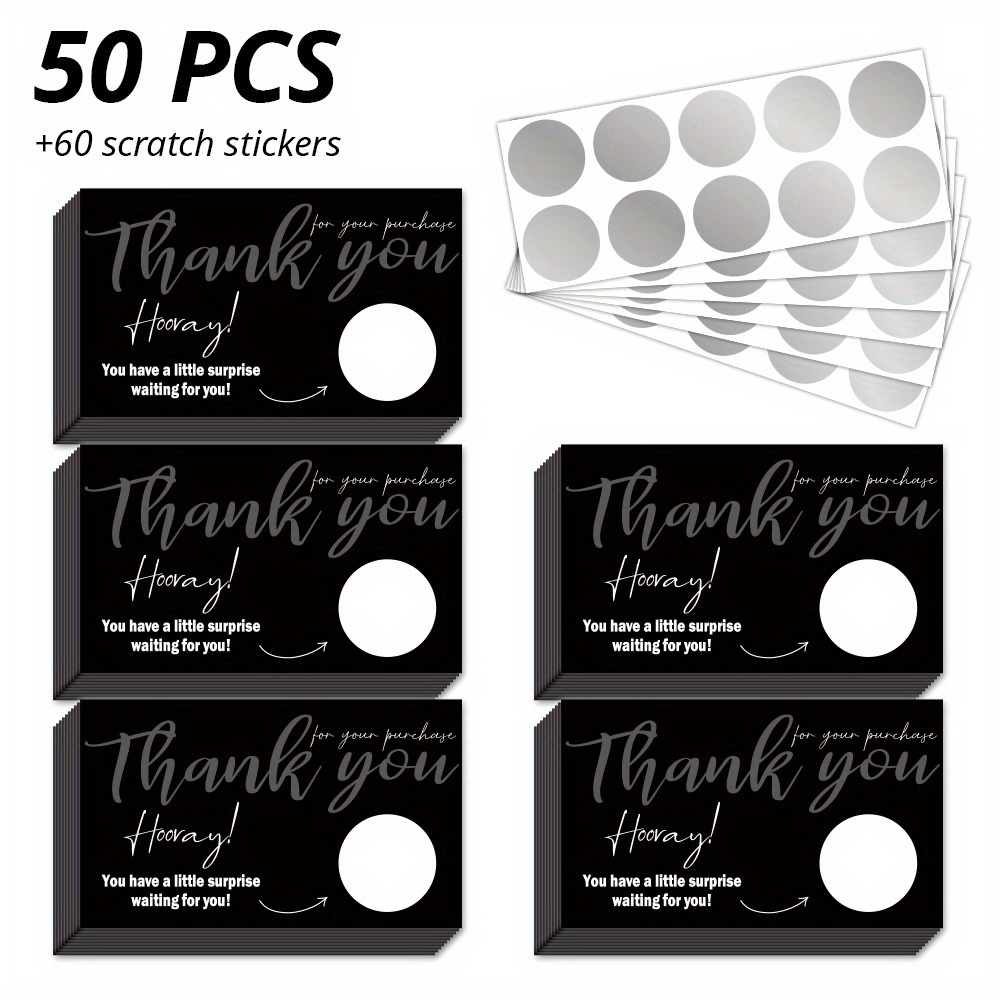 TEMU 50 Thank You For Your Purchase Scratch Off Cards With 60 Stickers, Blank Gift Certificate Cards, Small Business Thank Cards, Make Your Own Pink