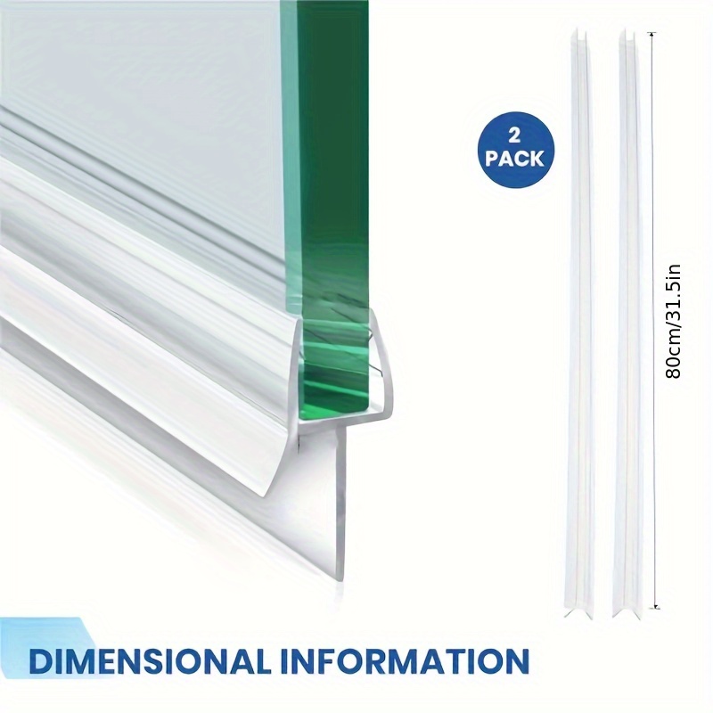 Image of 2pcs Shower Bottom Seal Set, Length 80cm, Designed For 2m Floor , Suitable For 4-8mm Thickness, Prevents Water Leakage Of Frameless Shower Doors, Transparent