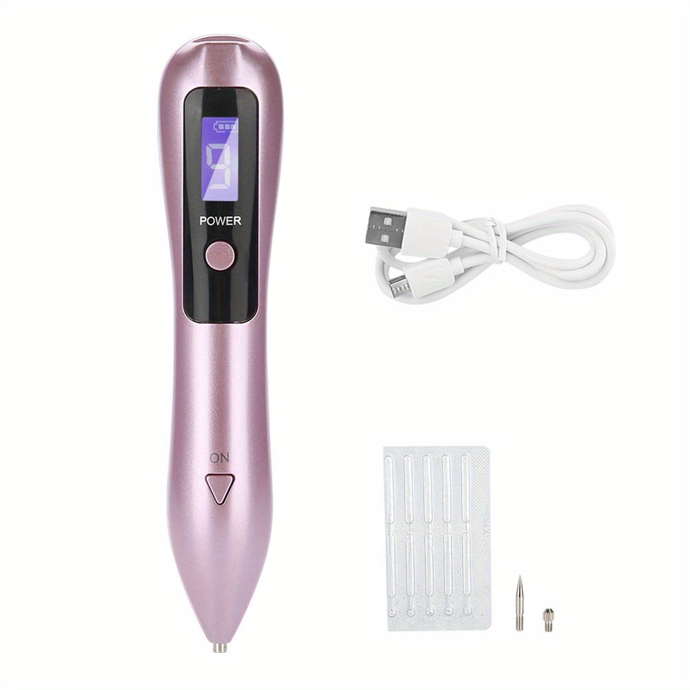 

1pc Rose Golden Lcd Digital Skin Care Pen, 9-level Adjustable Tattoo Tool For Types, Unscented, Portable For Mole, And Spot