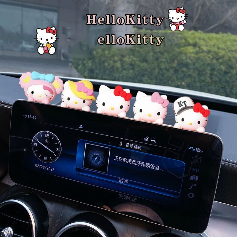 5pcs Cute Hello Kitty Car Decoration Set, Perfect For Display And As A Birthday Gift